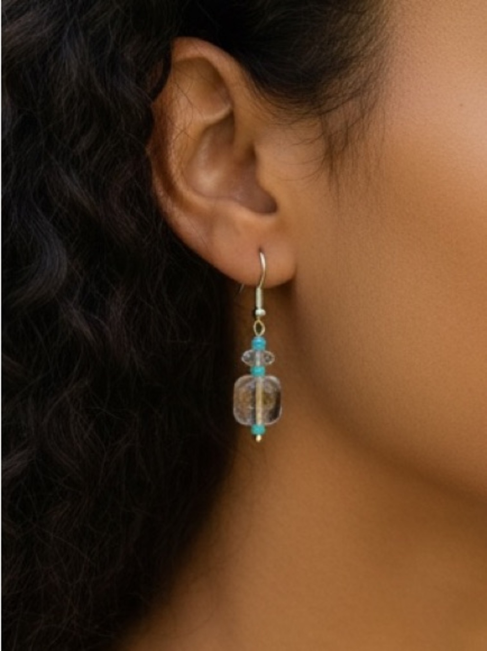 Handcrafted Glass Lampwork Bead Earrings | Turquoise Blue And Glass Beads